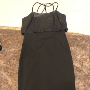 BCBGMaxazria Womens black and faux leather dress
